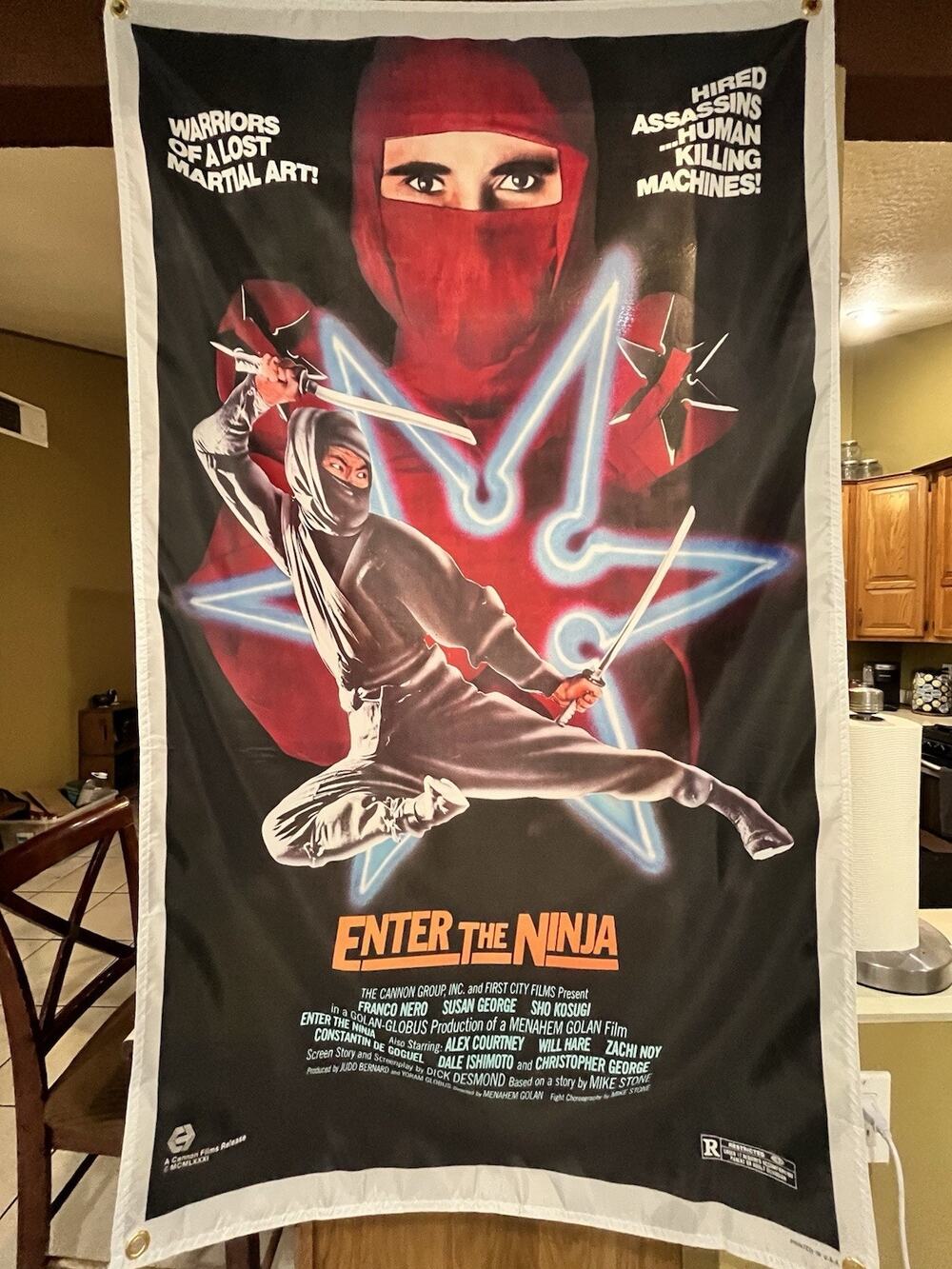 Enter The Ninja VHS Boxart 5' Flag Banner Martial Arts Kung Fu Nero & Sho Kosugi